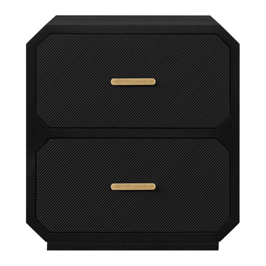 Anderson 2 Drawer Bedside Table - Black