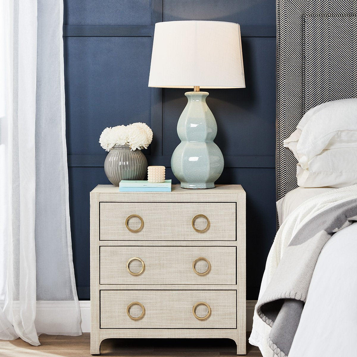 Astley 62x66cm Upholstered Bedside Table - Natural