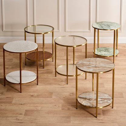 Chloe Rippled Glass Side Table - Gold