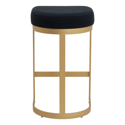 Remy Gold Bar Stool - Black Linen