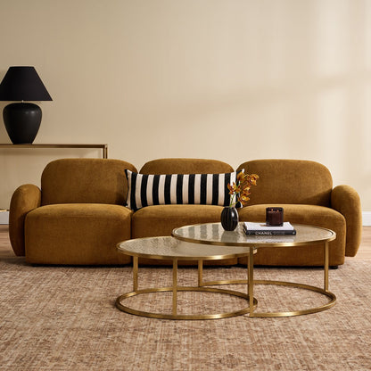 Chloe Rippled Glass Nesting Coffee Table - Gold