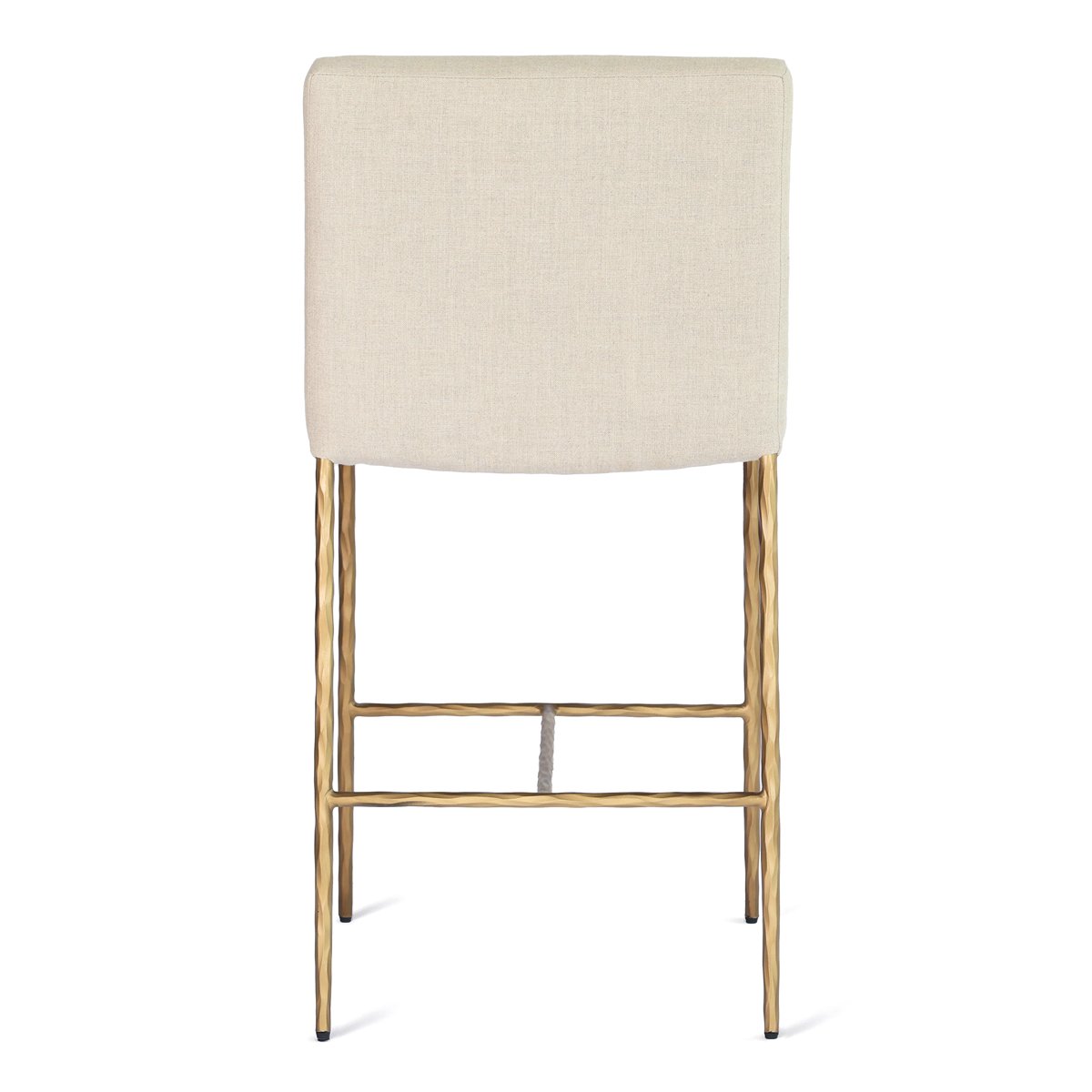 Heston Brass Kitchen Stool with Back - Natural Linen