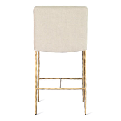 Heston Brass Kitchen Stool with Back - Natural Linen