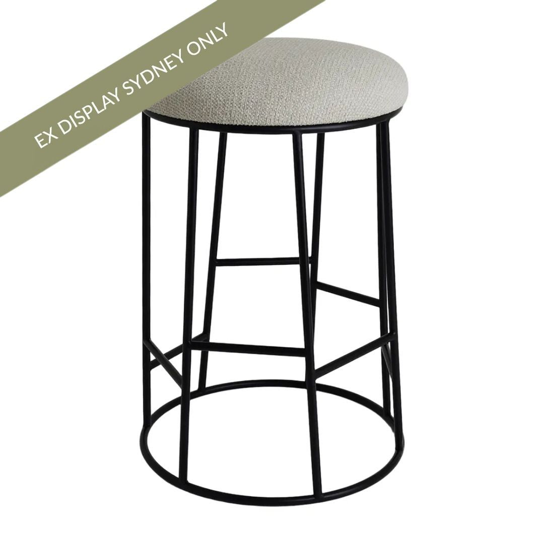 Aiden Black Steel Kitchen Stool - Speckle Ecru