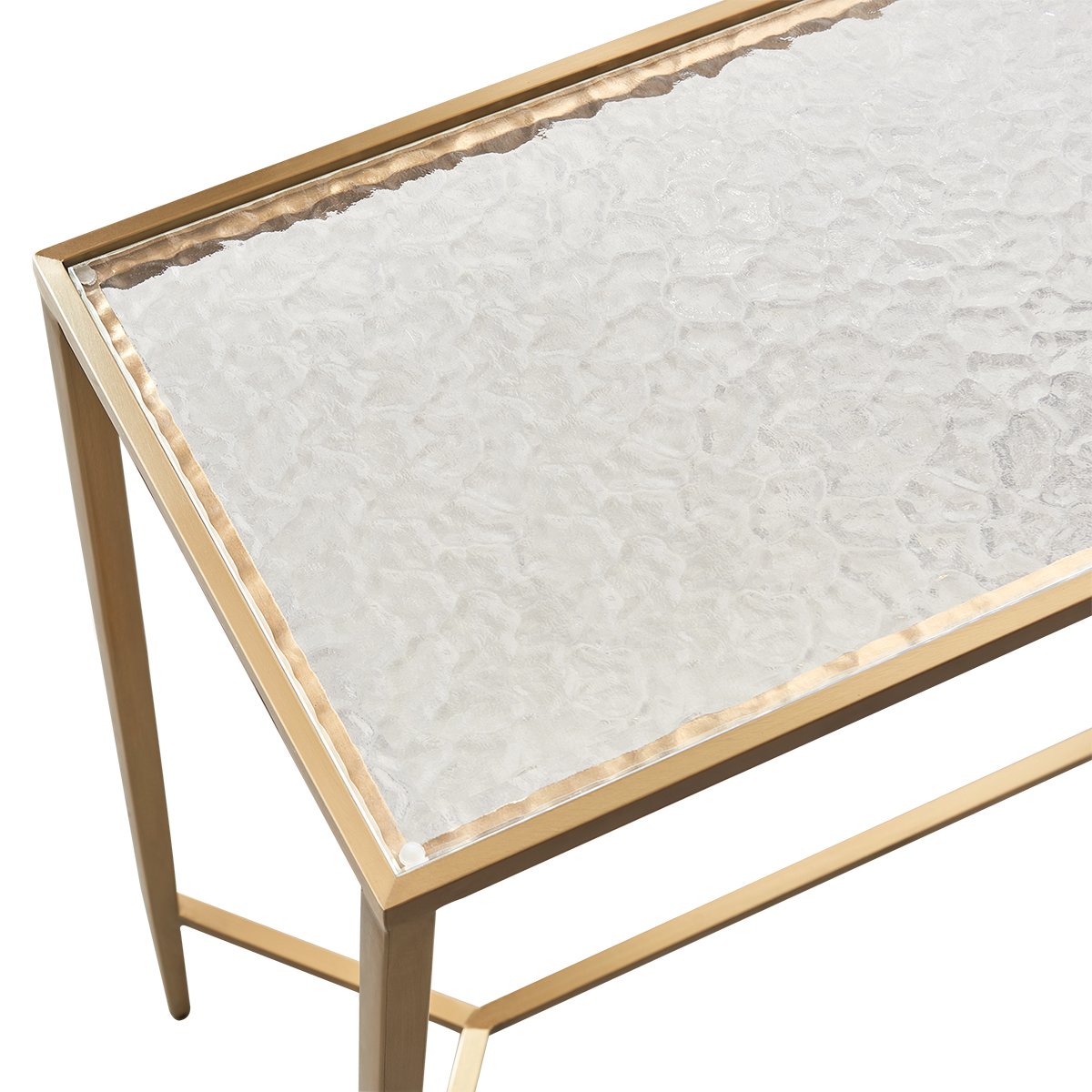 Chloe 90cm Rippled Glass Console Table - Gold