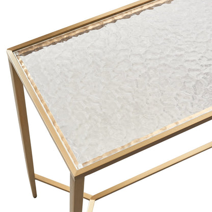 Chloe 90cm Rippled Glass Console Table - Gold