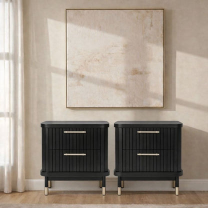 Sophia Bedside Table - Black Set of 2