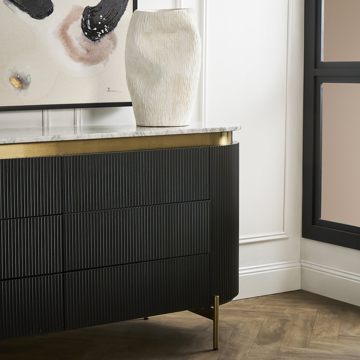 Demarco 6 Drawer Chest - Black - OUTLET NSW
