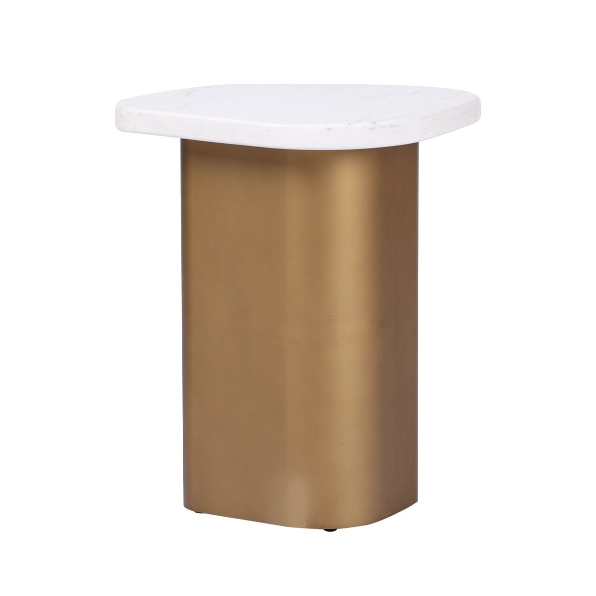 Solstice White Marble Side Table - Antique Gold