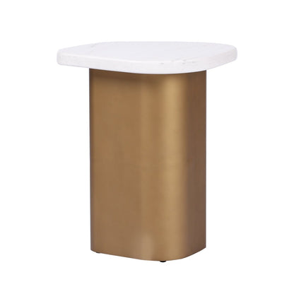 Solstice White Marble Side Table - Antique Gold