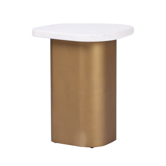 Solstice White Marble Side Table - Antique Gold