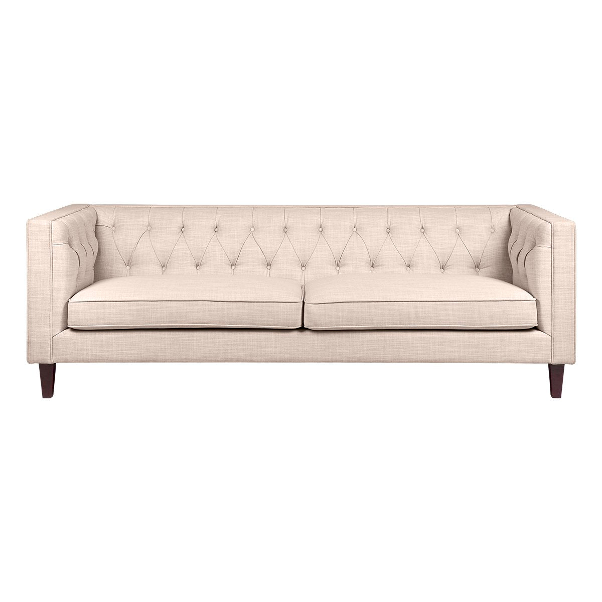 Tuxedo 3 Seater Tufted Sofa - Fawn Linen