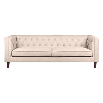 Tuxedo 3 Seater Tufted Sofa - Fawn Linen