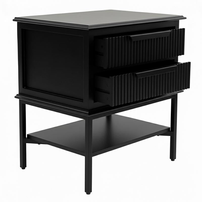 Aimee 55x60cm Bedside Table - All Black