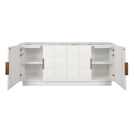 Benedict 170cm White Oak Buffet - River Brown Marble