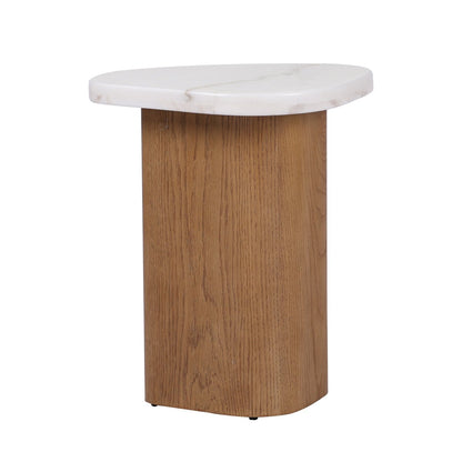 Solstice Ivory Cloud Marble Tables Set of 3 - Oak