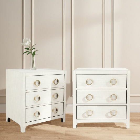Astley Upholstered Bedside Table - Natural Set of 2