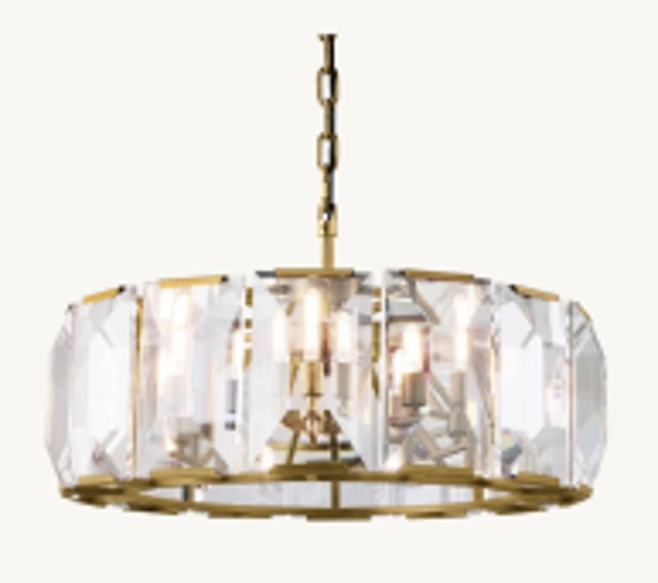 Florence Glass Pendant - Round Antique Brass - OUTLET NSW