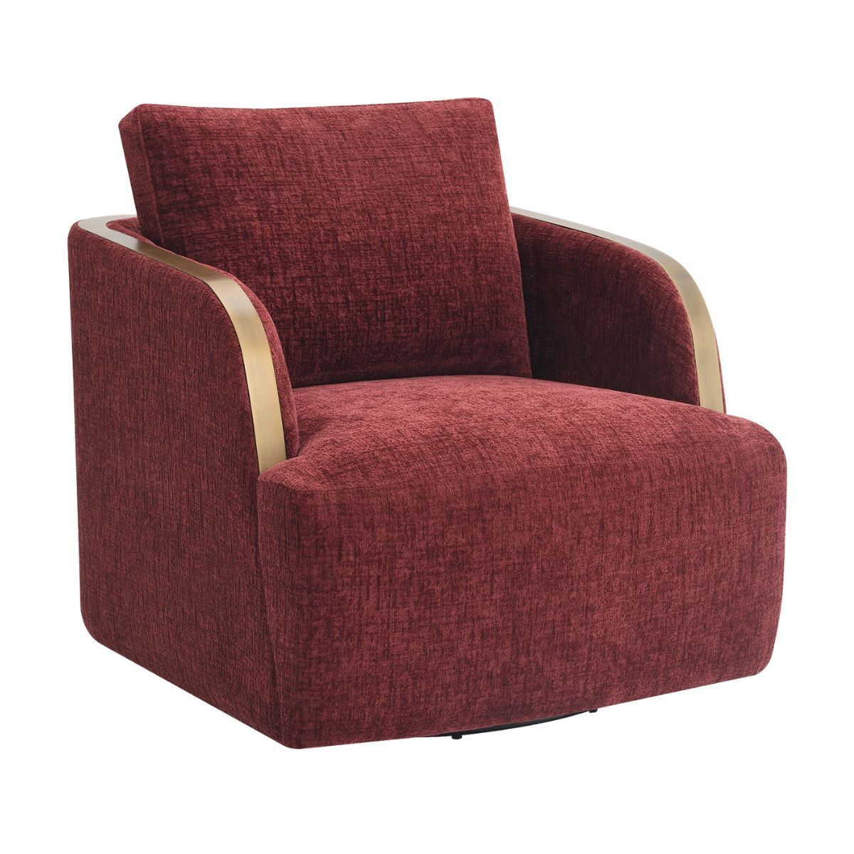 Compton Swivel Arm Chair - Brass/Burgundy Chenille