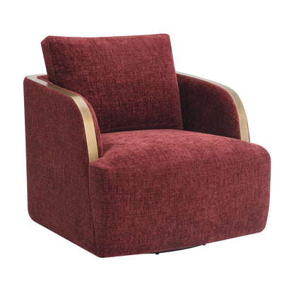 Compton Swivel Arm Chair - Brass/Burgundy Chenille
