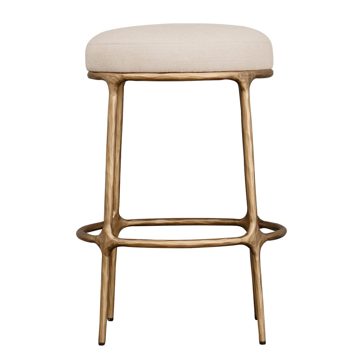 Heston Brass Kitchen Stool - Natural Linen