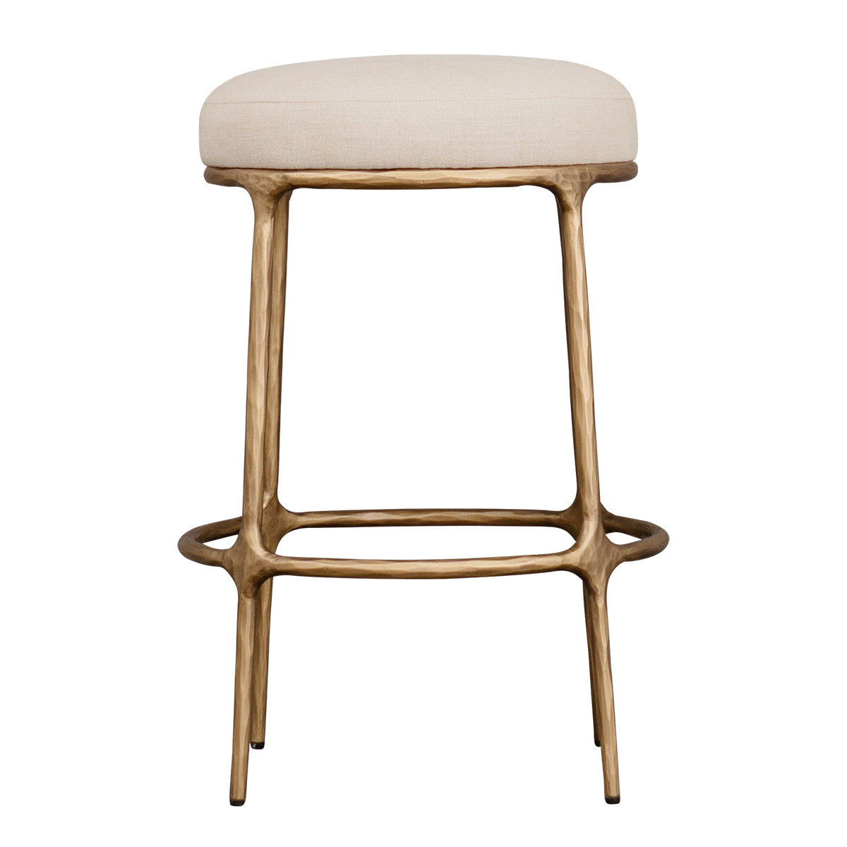 Heston Brass Kitchen Stool - Natural Linen
