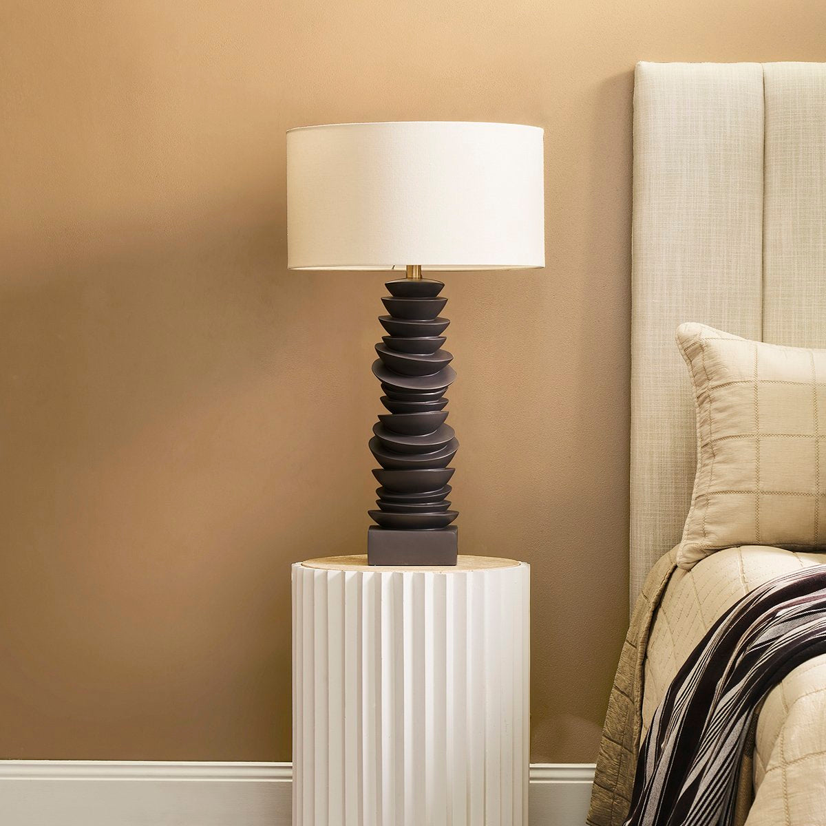 Mendoza Table Lamp - Grey w White Shade