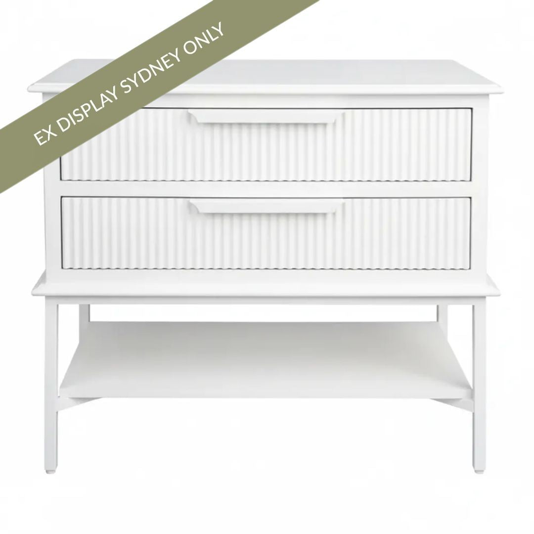Aimee Bedside Table - Large All White - OUTLET NSW