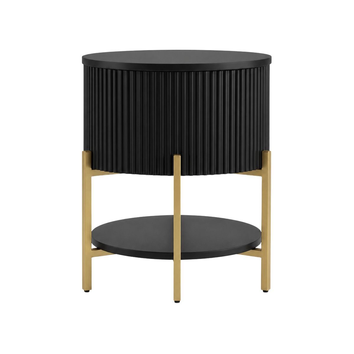 Aimee Round Bedside Table - Black