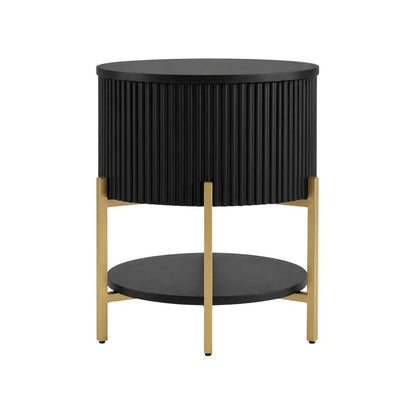 Aimee Round Bedside Table - Black