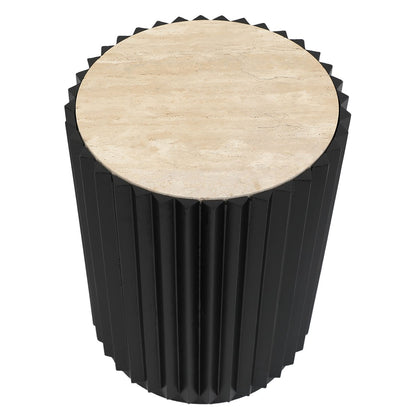 Carter Travertine Side Table - Black - OUTLET NSW