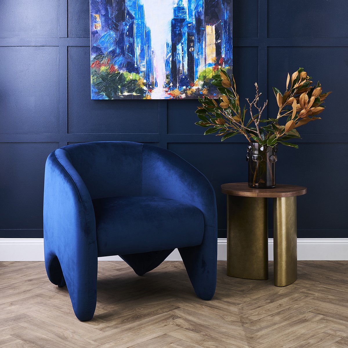 Maine Arm Chair - Indigo Velvet