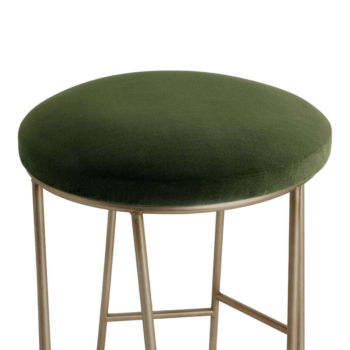 Aiden Gold Steel Kitchen Stool - Moss Velvet