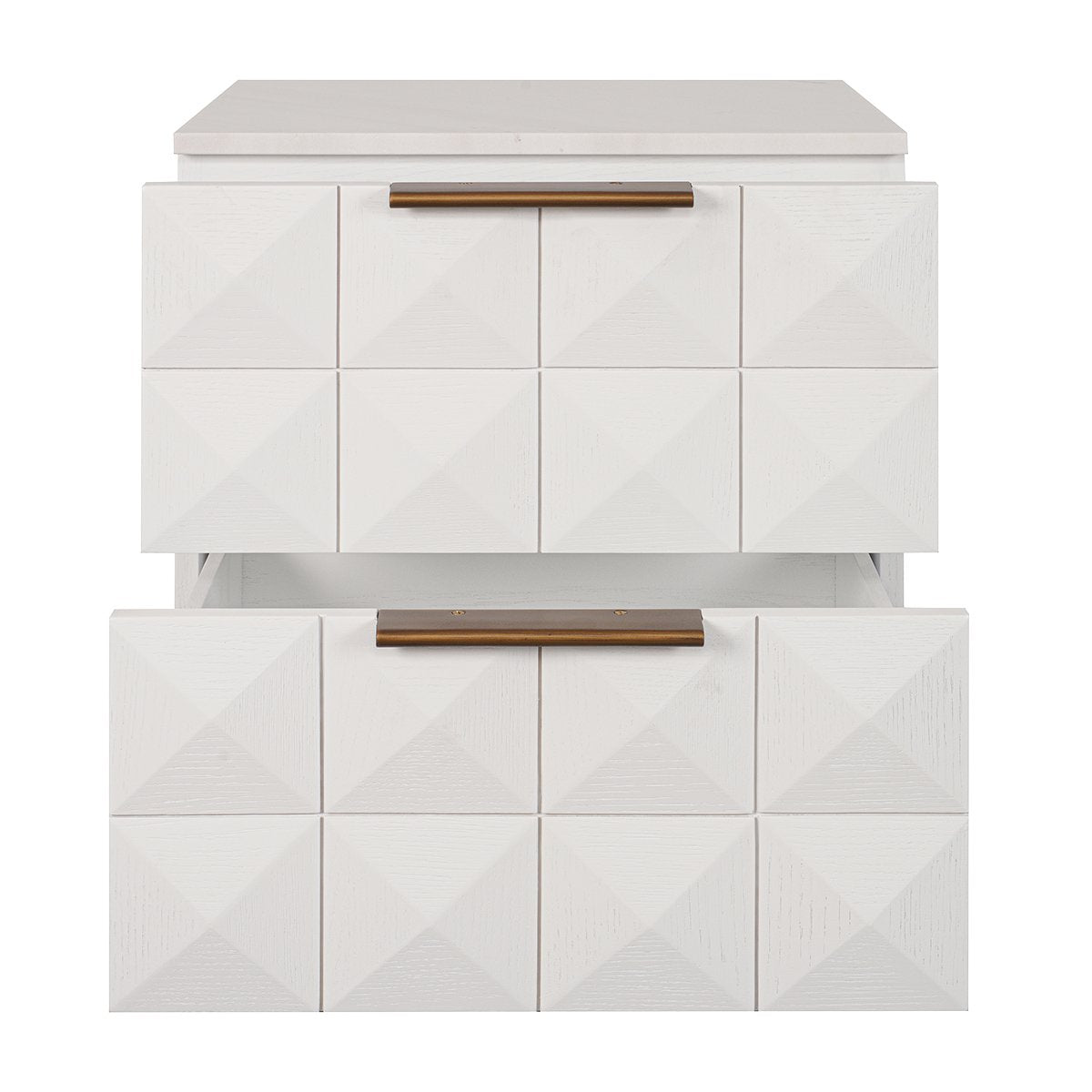 Benedict White Oak Bedside Table - White Marble