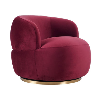 Tubby Swivel Arm Chair - Mulberry Velvet