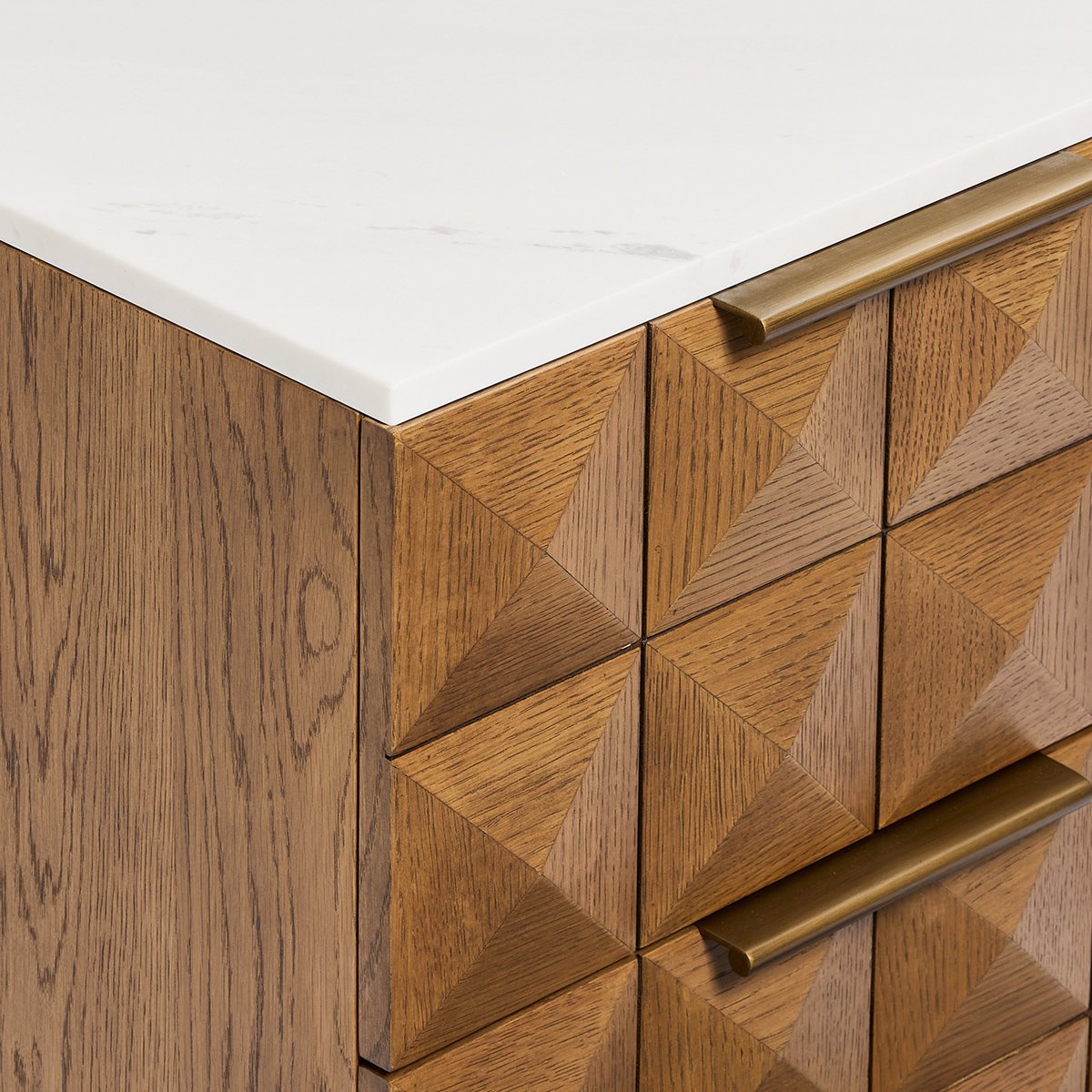 Benedict Walnut Bedside Table - White Marble