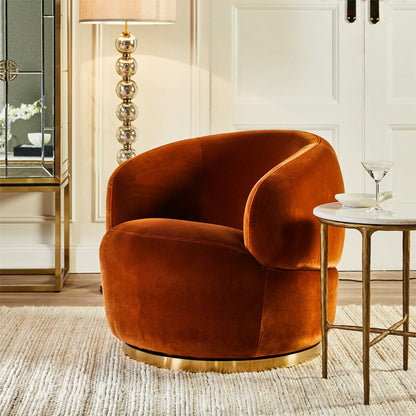 Tubby Swivel Arm Chair - Caramel Velvet - OUTLET NSW