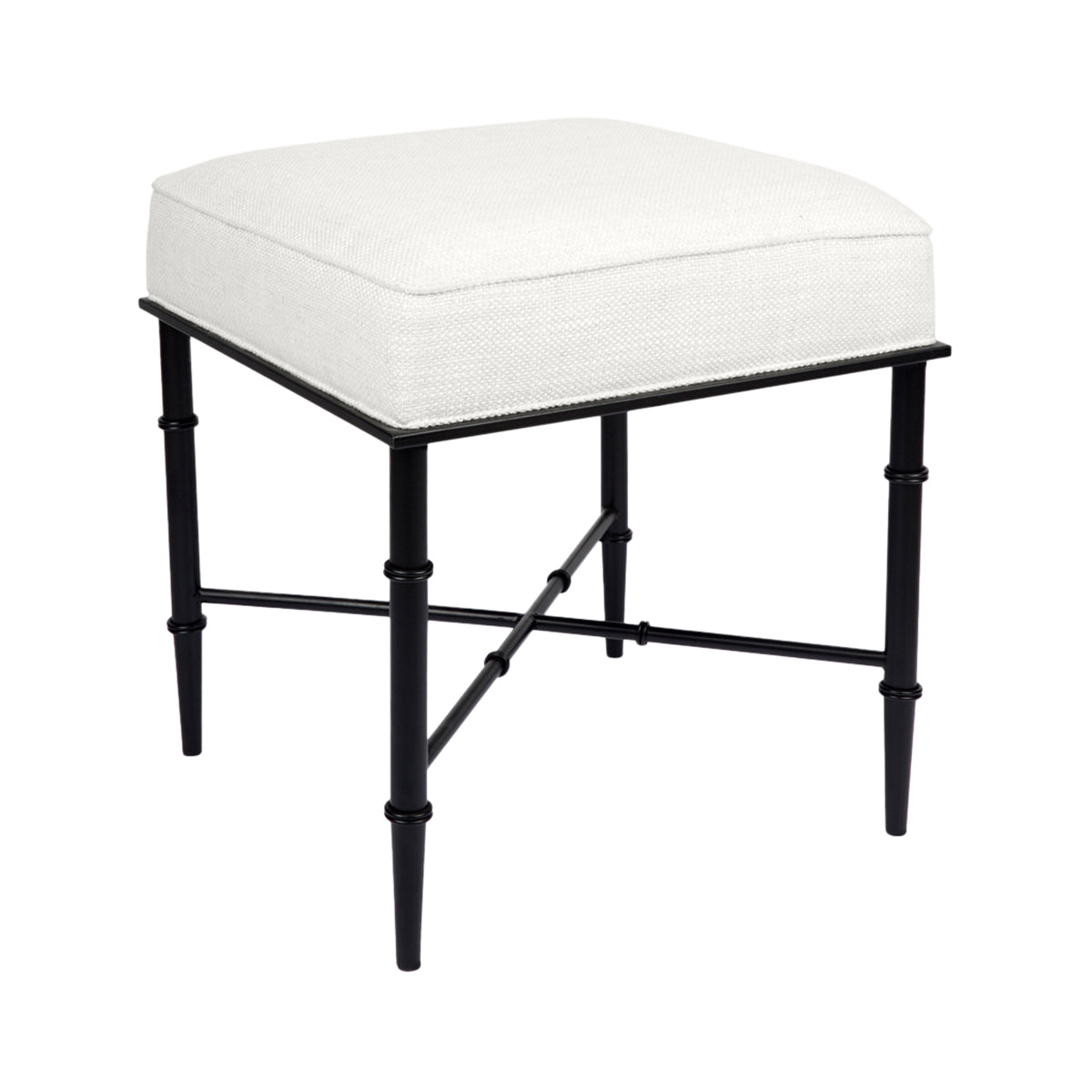 Hacienda Black Iron Stool - Natural Linen