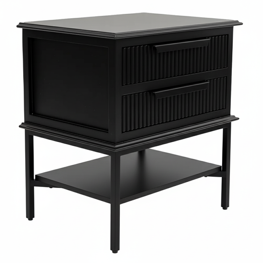 Aimee 55x60cm Bedside Table - All Black