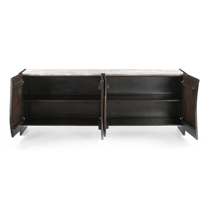 Edwin River Brown Marble Buffet - Dark Walnut