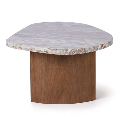 Solstice River Brown Marble Coffee Table - Large Walnut