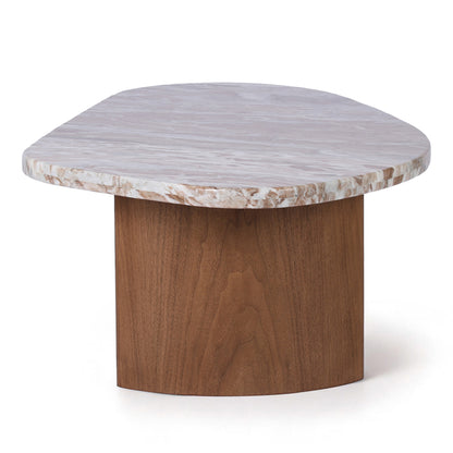 Solstice River Brown Marble Coffee Table - Large Walnut
