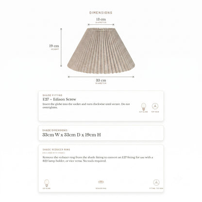 Anya Pleated Empire Shade - Small Natural - Bulk Buy Qty 5