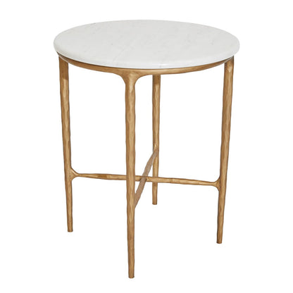 Heston Marble Round Side Table - Brass