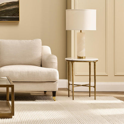 Heston Marble Round Side Table - Brass