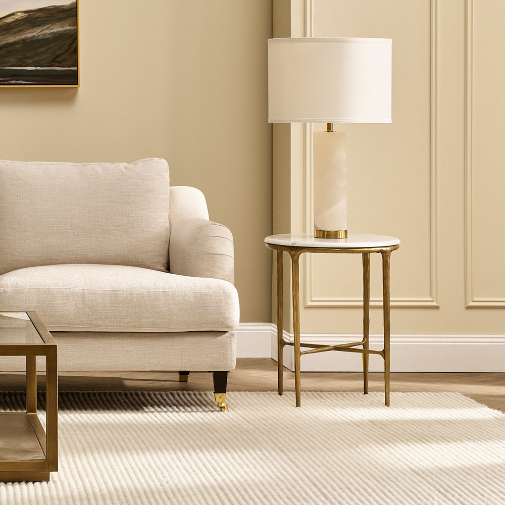 Heston Marble Round Side Table - Brass