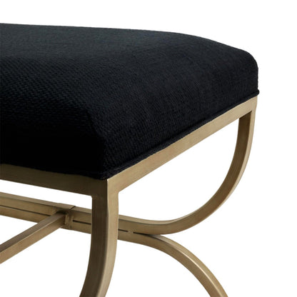 Novak Antique Gold Iron Stool - Black Linen - OUTLET NSW