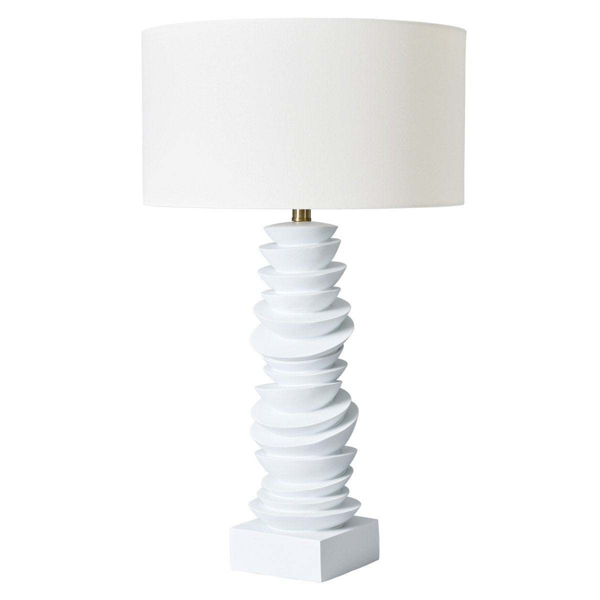 Mendoza Table Lamp - White w Off White Shade