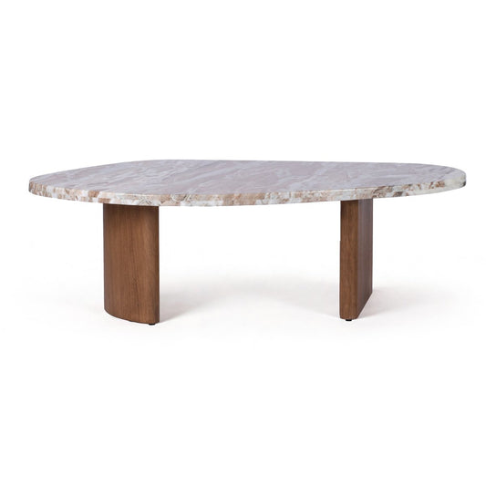 Solstice River Brown Marble Coffee Table - Large Walnut