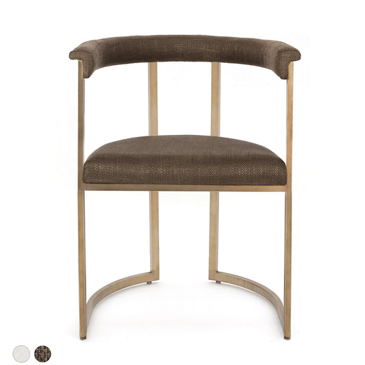 Dino Dining Chair with Upholstered Arms - Chocolate Linen